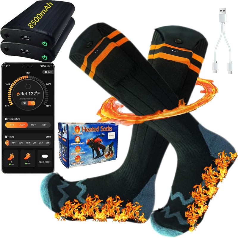 ANSOZLEE Heated Socks, Heated Socks for Women Men with App Control 2 * 8500mAh Rechargeable Electric Heated Socks Washable Warm Socks for Outdoors Work Skiing Hunting Riding Cycling Hiking Camping Xmas Gifts - Image 1